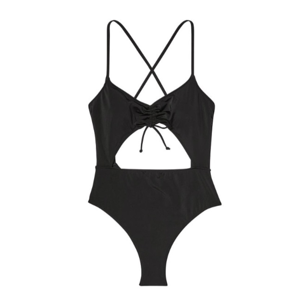 NWT Victoria’s Secret Ruched Shine Cut Out One Piece Swimsuit - Picture 3 of 7